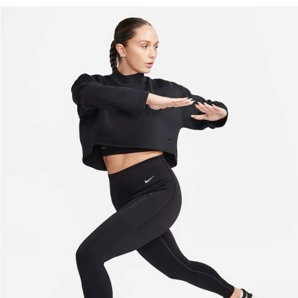 Nike Women's Black Long Sleeve Crop Top - Picture 2 of 5